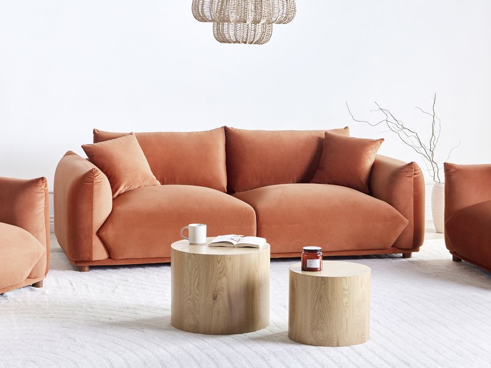 Soffa 3-sits LUVOS Sammet Guldbrun