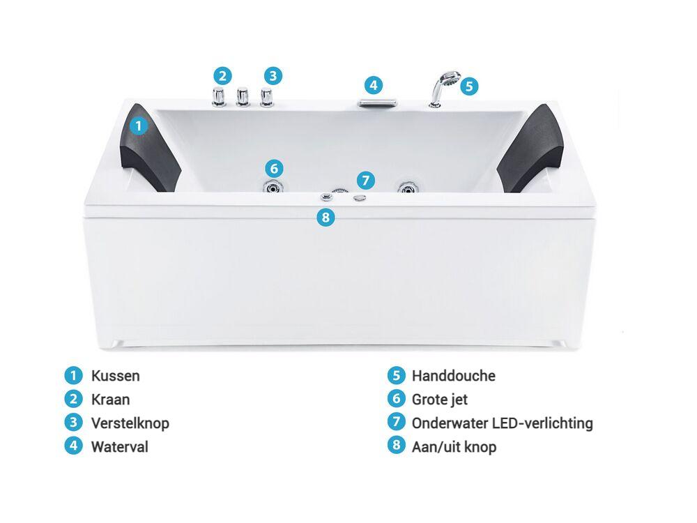 Hoek bubbelbad met LED VARADERO 183 x 90 cm Wit rechtszijdig_787091