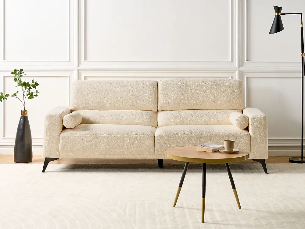 Sofá 3 plazas ANGE Bouclé Blanco crema_1183530
