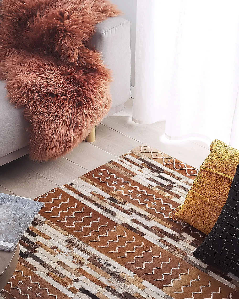 Tapis HEREKLI Marron 140 x 200 cm Cuir_1179432