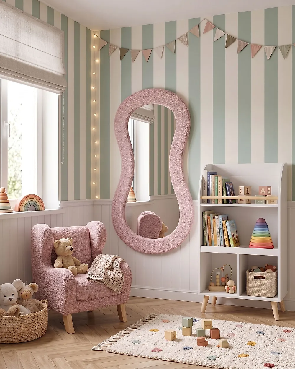 Wandspiegel PLANCHEZ 70 cm 112 cm Bouclé Rosa_1183874