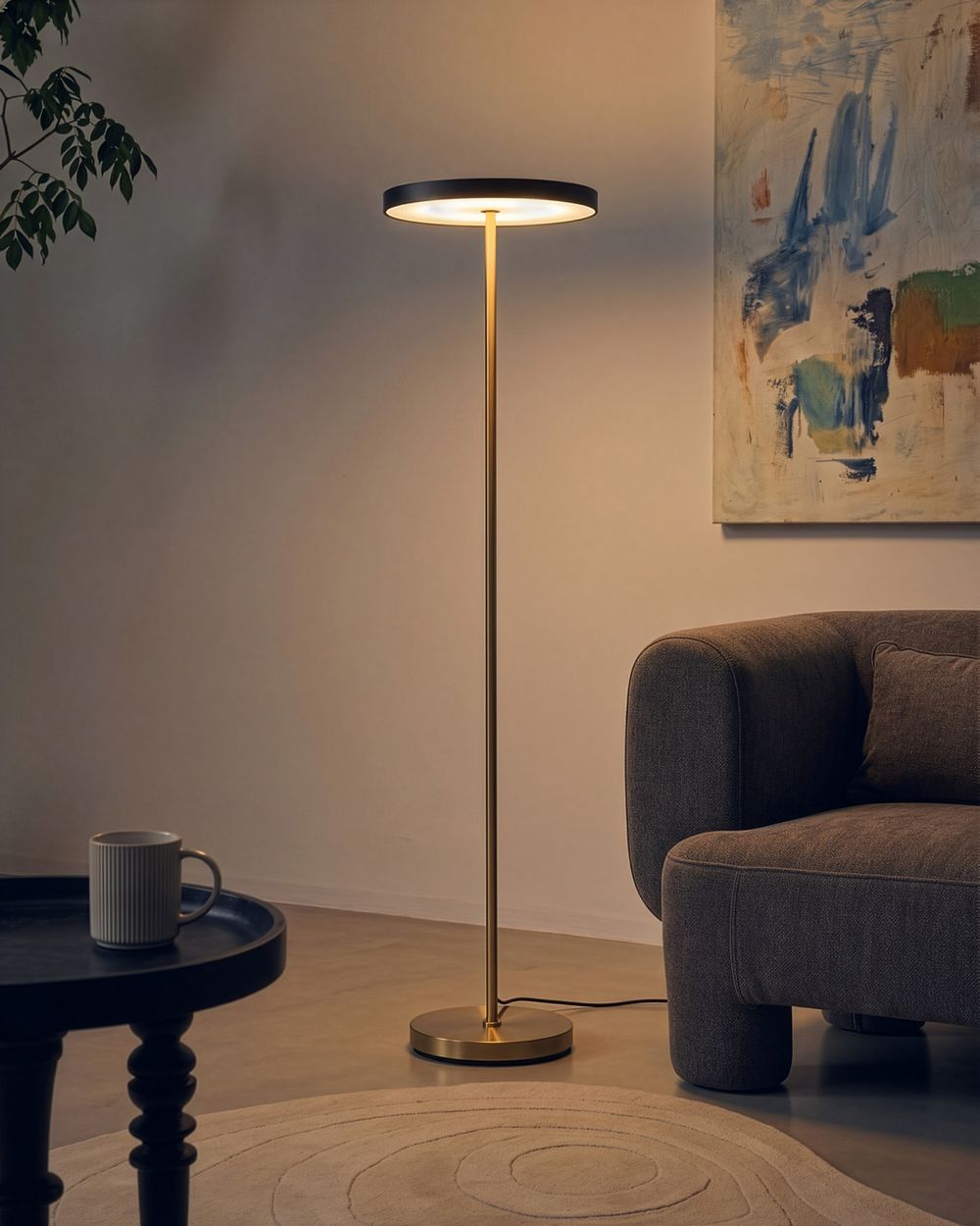 LED Floor Lamp EVENLODE with Dimmer Metal Black