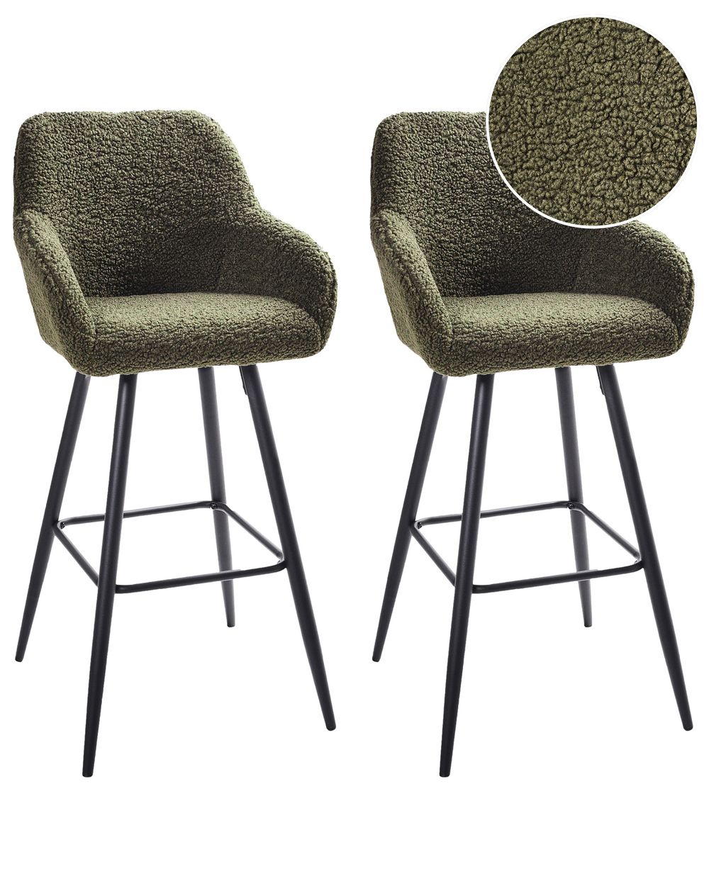 Conjunto de 2 sillas de bar CASMALIA Bouclé Verde oscuro