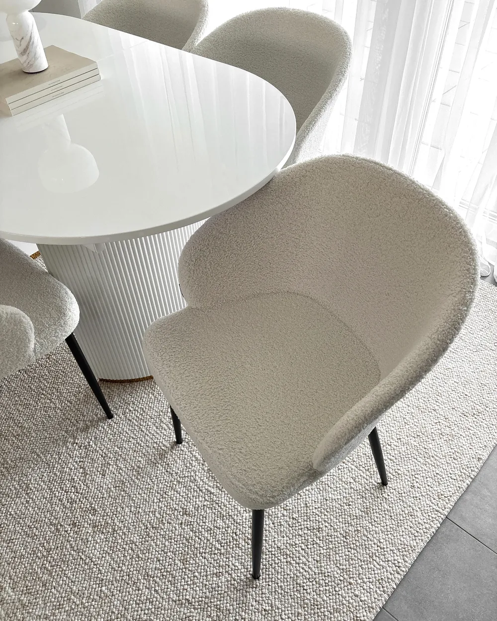 Set di 2 sedie da pranzo MASON Bouclé Bianco sporco_1031405