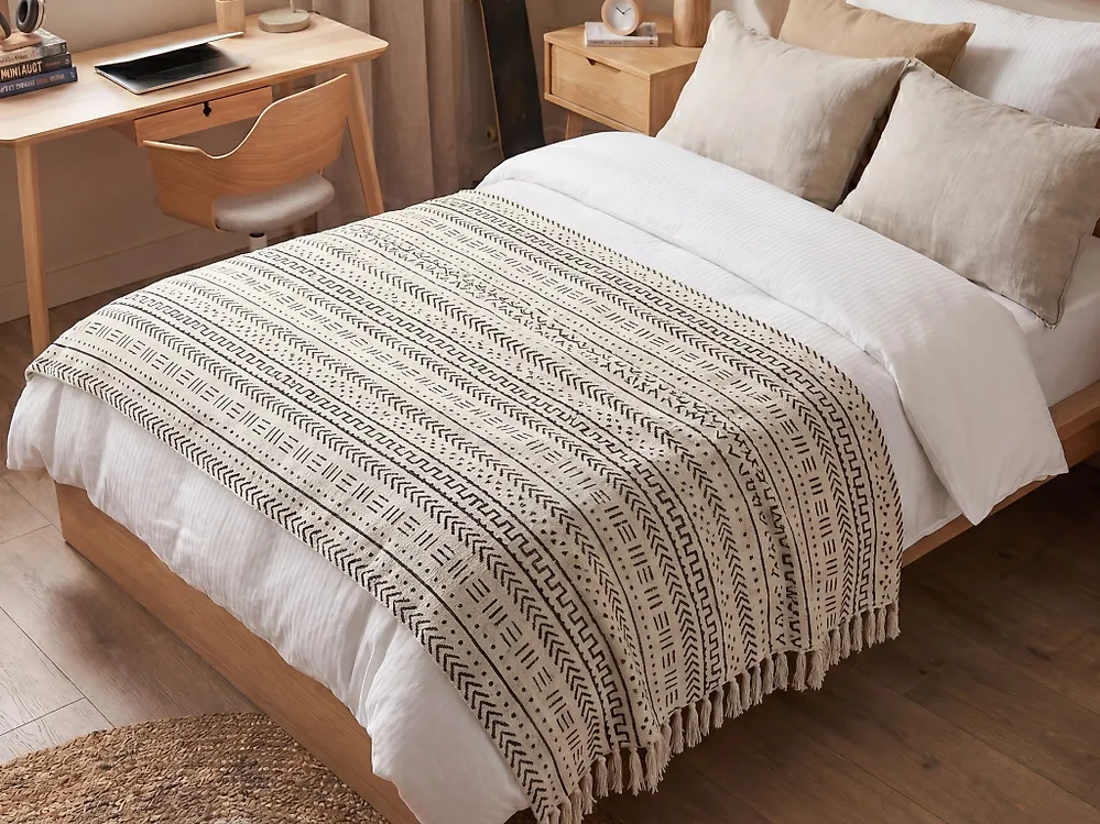 Coperta PANVEL Cotone 130 x 180 cm Bianco_1178876