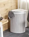 Kosz na pranie MATARA Bambus Jasnoszary 57 L