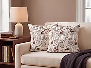 Throw Cushion GOURD 45 x 45 cm Velvet Beige Plant Pattern_1178299