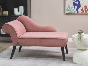 Left Hand Fabric Chaise Lounge Pink BIARRITZ