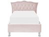 Zamatová posteľ s úložným priestorom 90 x 200 cm ružová METZ_861421