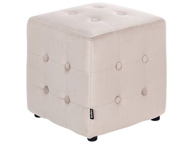 Pouf en velours 36 x 36 cm beige clair WISCONSIN