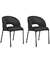 Set of 2 Dining Chairs PENNY Fabric Black