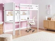 High Sleeper Bed with Desk Pine Wood FOUCAMONT 90 x 200 cm (EU Single) White_964274