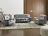 Conjunto de sala de estar 6 plazas LEIRA Piel sintética Gris