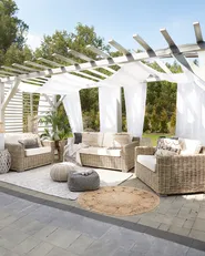 Set of 2 Garden Armchairs ARDEA Rattan Light Brown_785374
