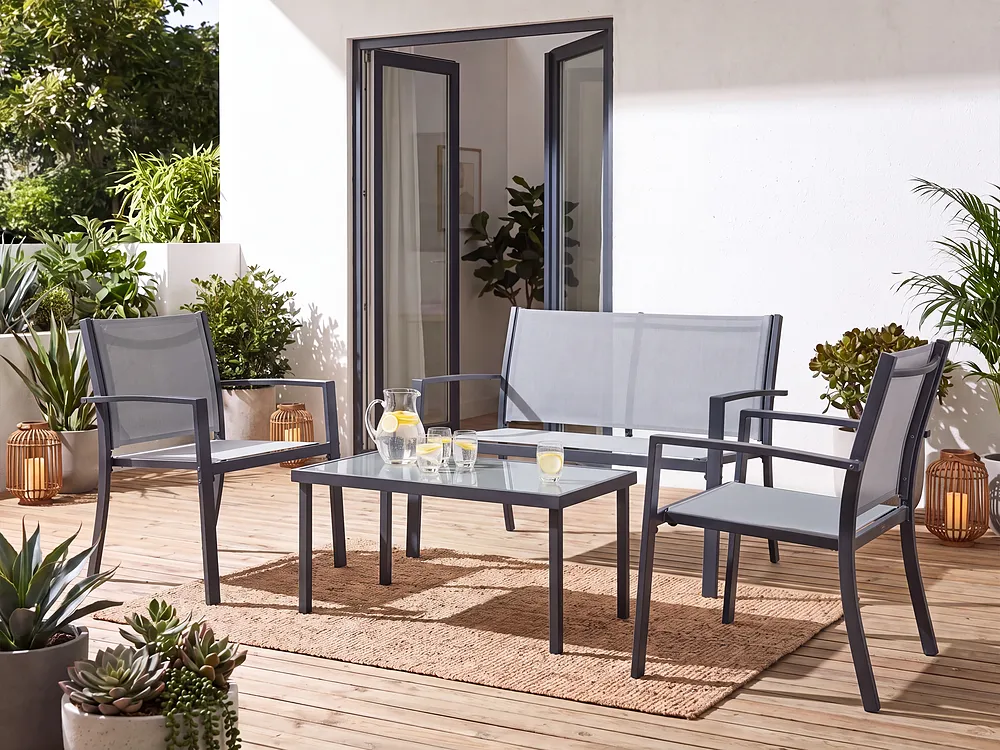 Set da giardino con tavolo 4 posti TAVOLETO Metallo Grigio_1154568
