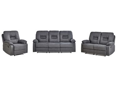 Fabric Manual Recliner Living Room Set Grey BERGEN II