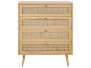 Komoda 4 szuflady PEROTE Rattan Jasnobrązowy_841311