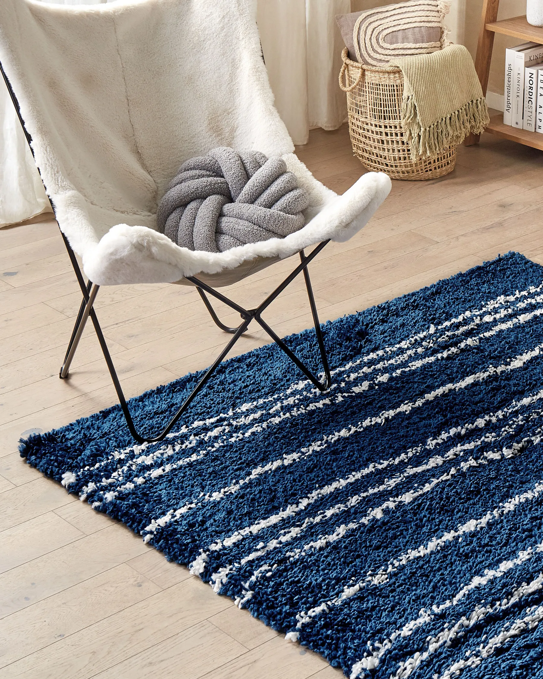 Tappeto Shaggy TASHIR Blu 160 x 230 cm_854444