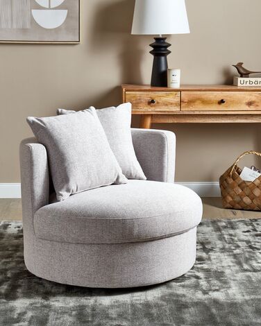 Swivel Fabric Armchair Grey DALBY