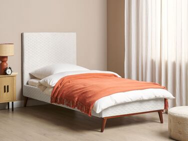 Velvet EU Single Size Bed Off-White BAYONNE