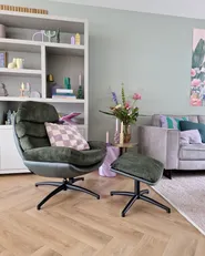 Swivel Armchair EIDE with Footstool Velvet Dark Green_942739