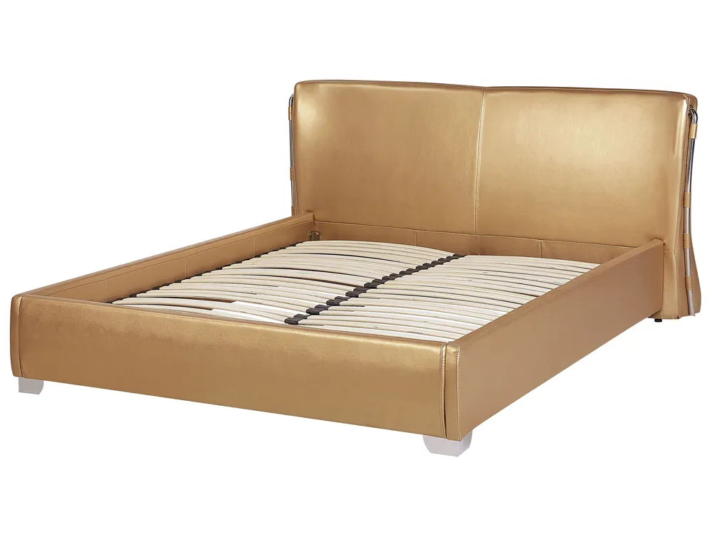 Bed Leather PARIS 160 x 200 cm (EU King Size) Gold_37453