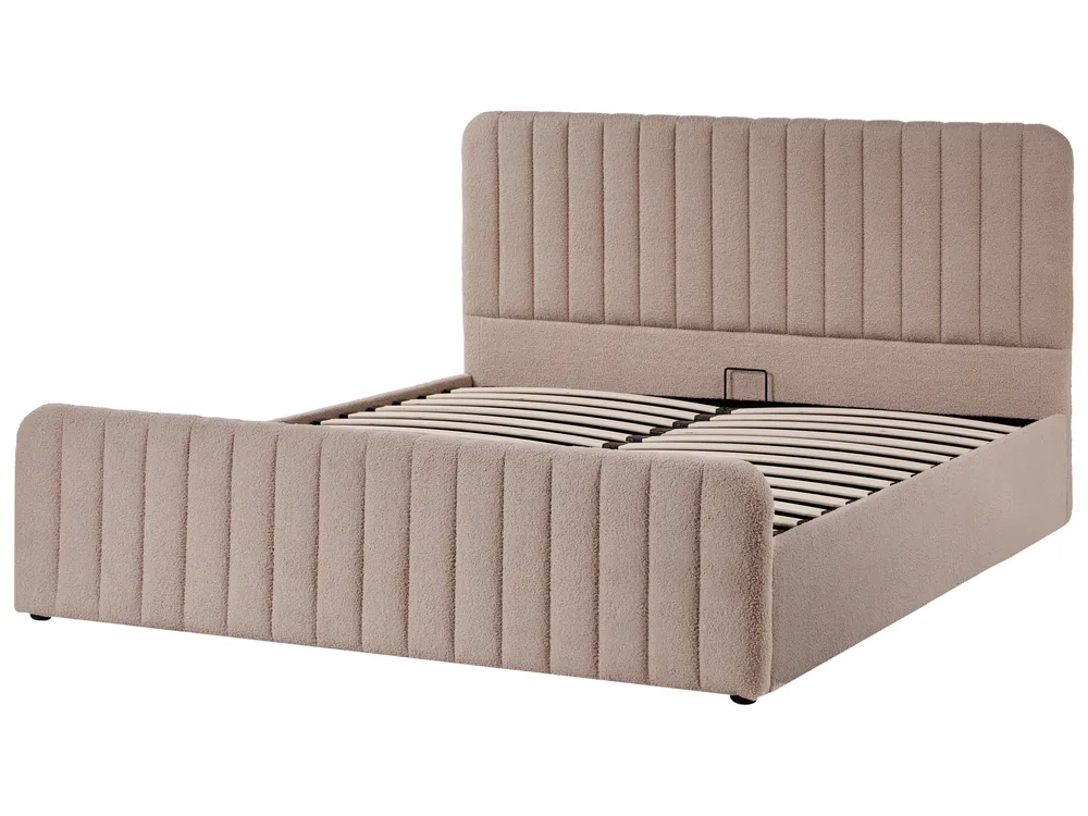 Ottoman Bed LUNAN Boucle Taupe 160 x 200 cm (EU King Size)_1048573