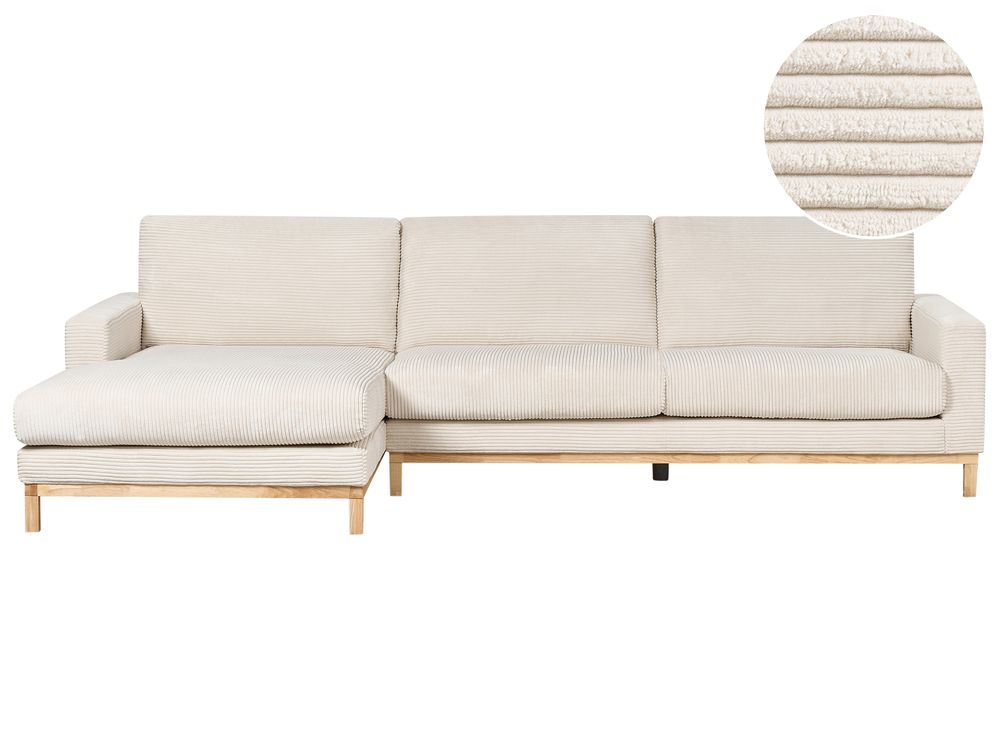 Ecksofa 4-Sitzer SIGGARD II Cord Hellbeige rechtsseitig