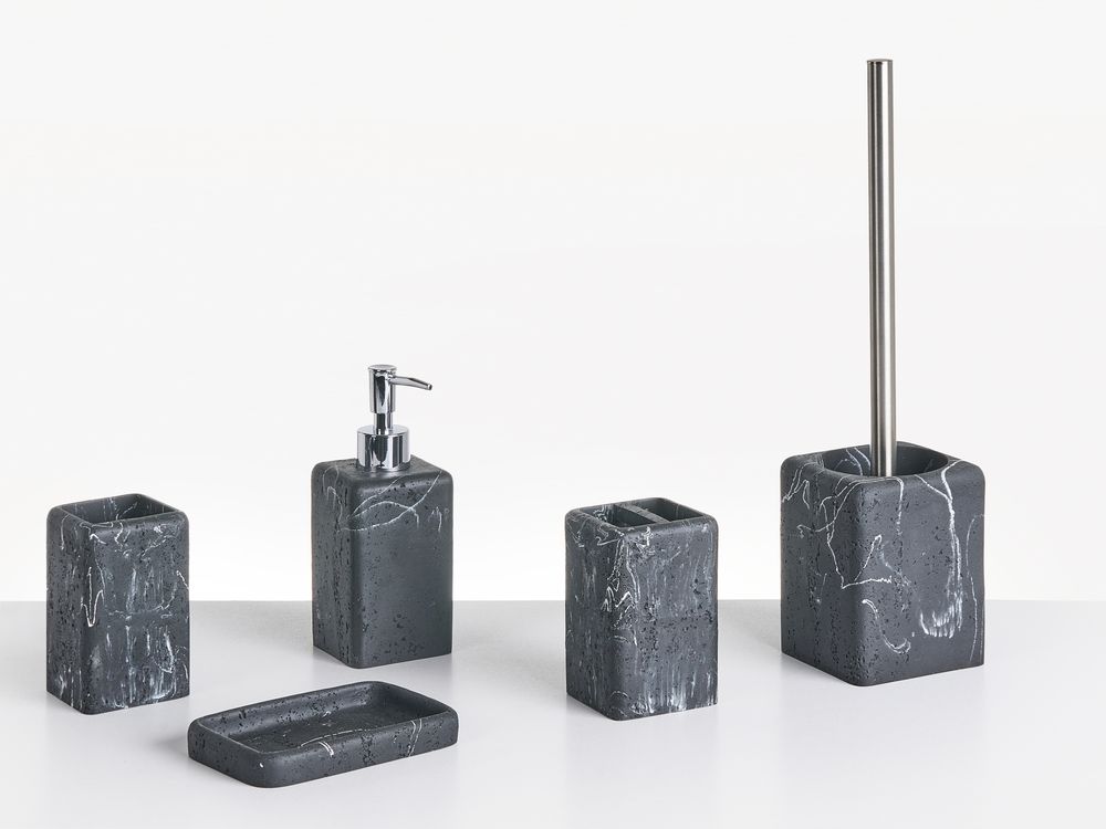 5-Piece Bathroom Accessories Set VILCANOTA Black Marble