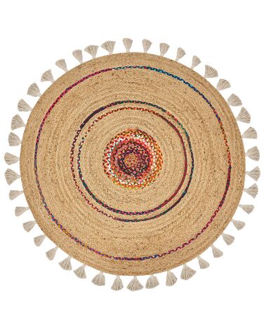 Okrúhly jutový koberec ⌀ 140 cm béžový OBAKOY
