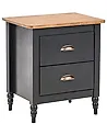 2 Drawer Bedside Table SHILLINGTON Pine Wood Brown/ Black