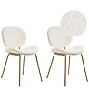 Set of 2 Dining Chairs LUANA Boucle White