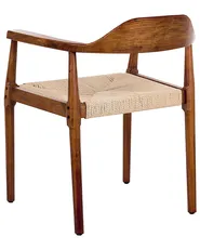 Set van 2 eetkamerstoelen OAKDALE Hout Donkerbruin/beige_985732