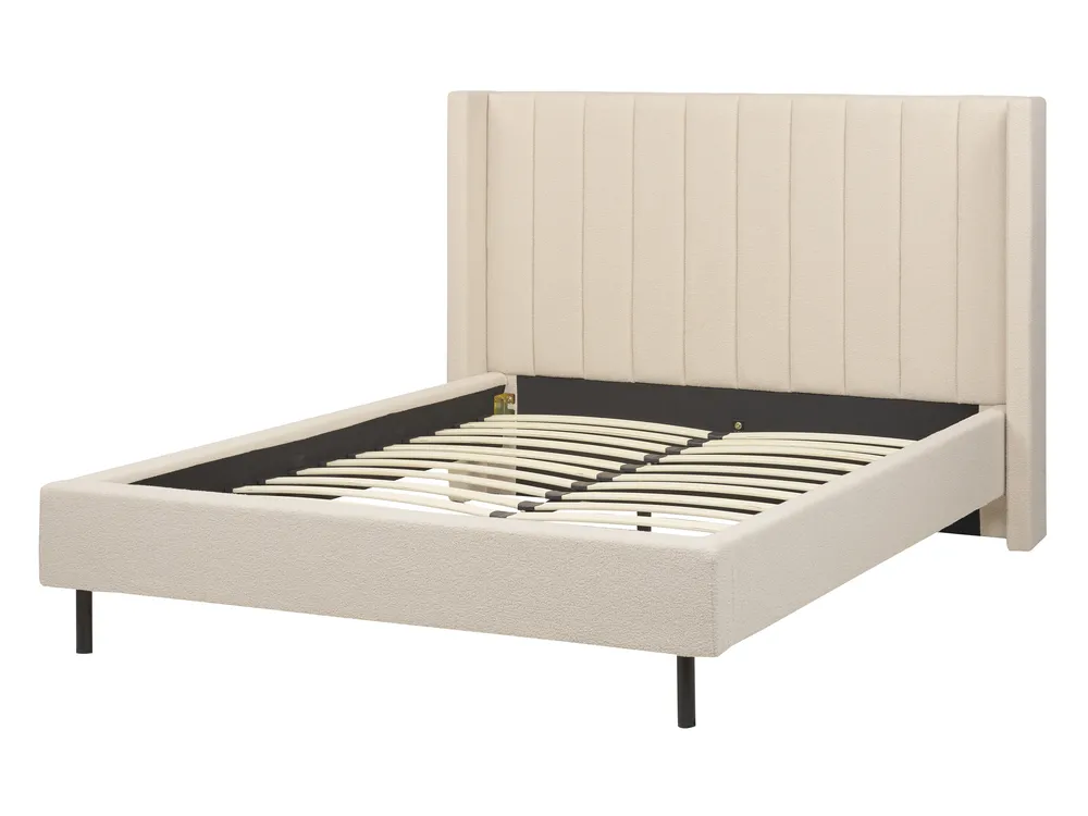 Lit avec sommier Bouclé VILLETTE 140 x 200 cm Beige_882668