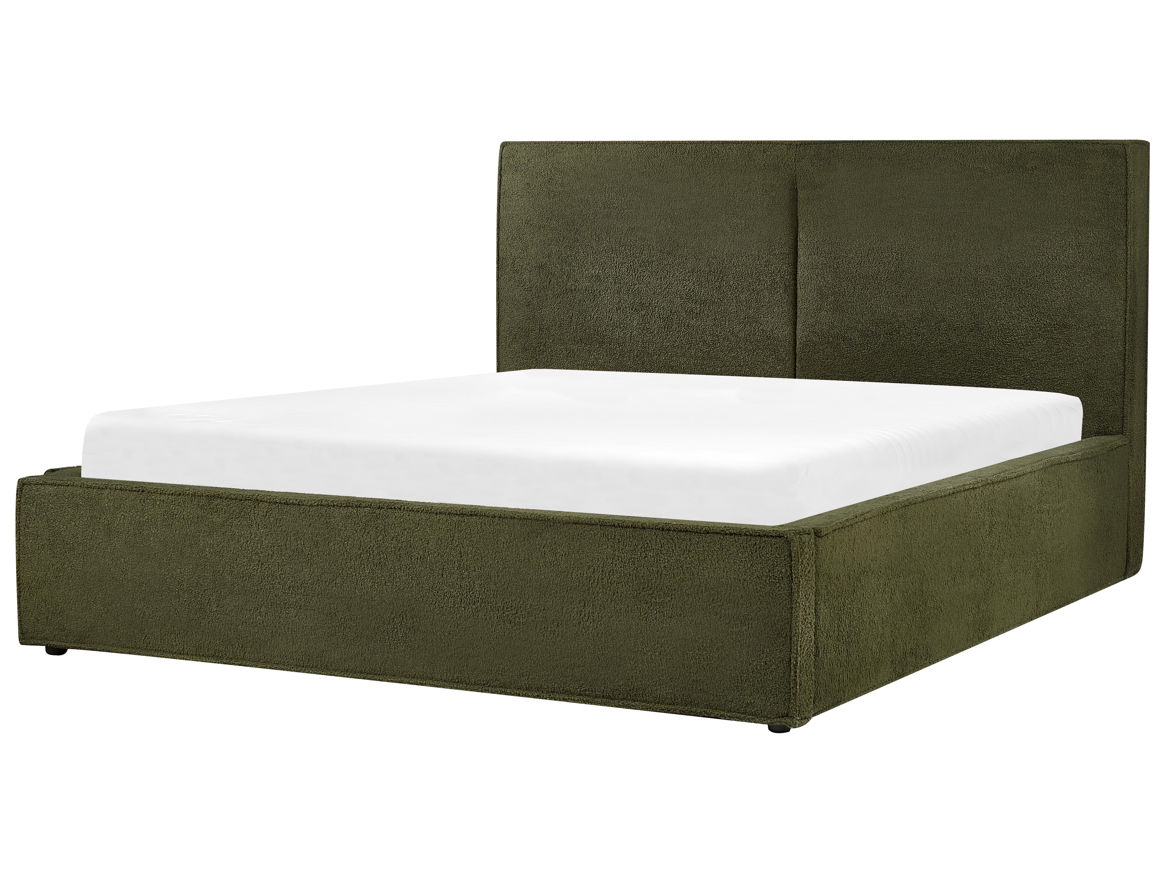 Boucle EU King Size Ottoman Bed Dark Green MOISSAC_928936