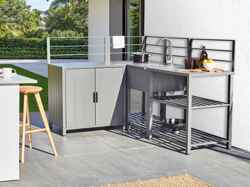 Piece Outdoor Kitchen Set with Sink VIGGIANO Metal Grey