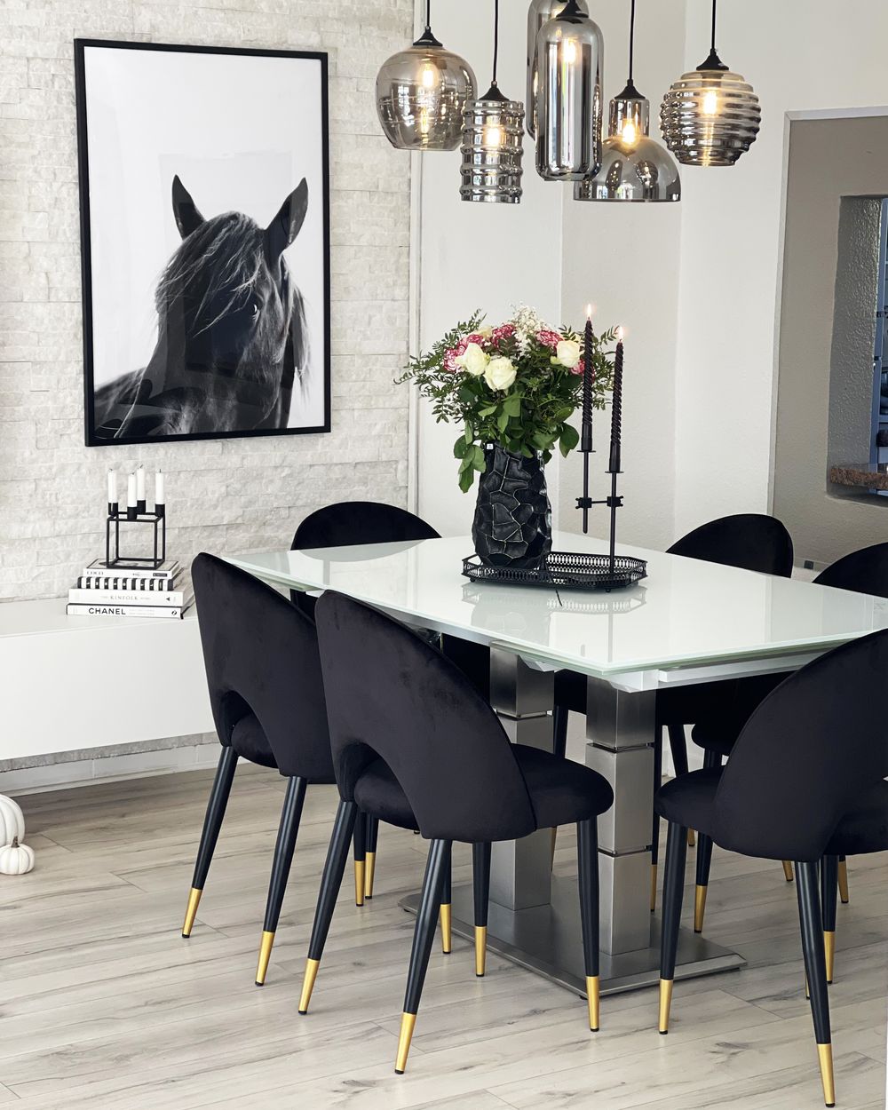 Set of 2 Dining Chairs MAGALIA Velvet Black Beliani