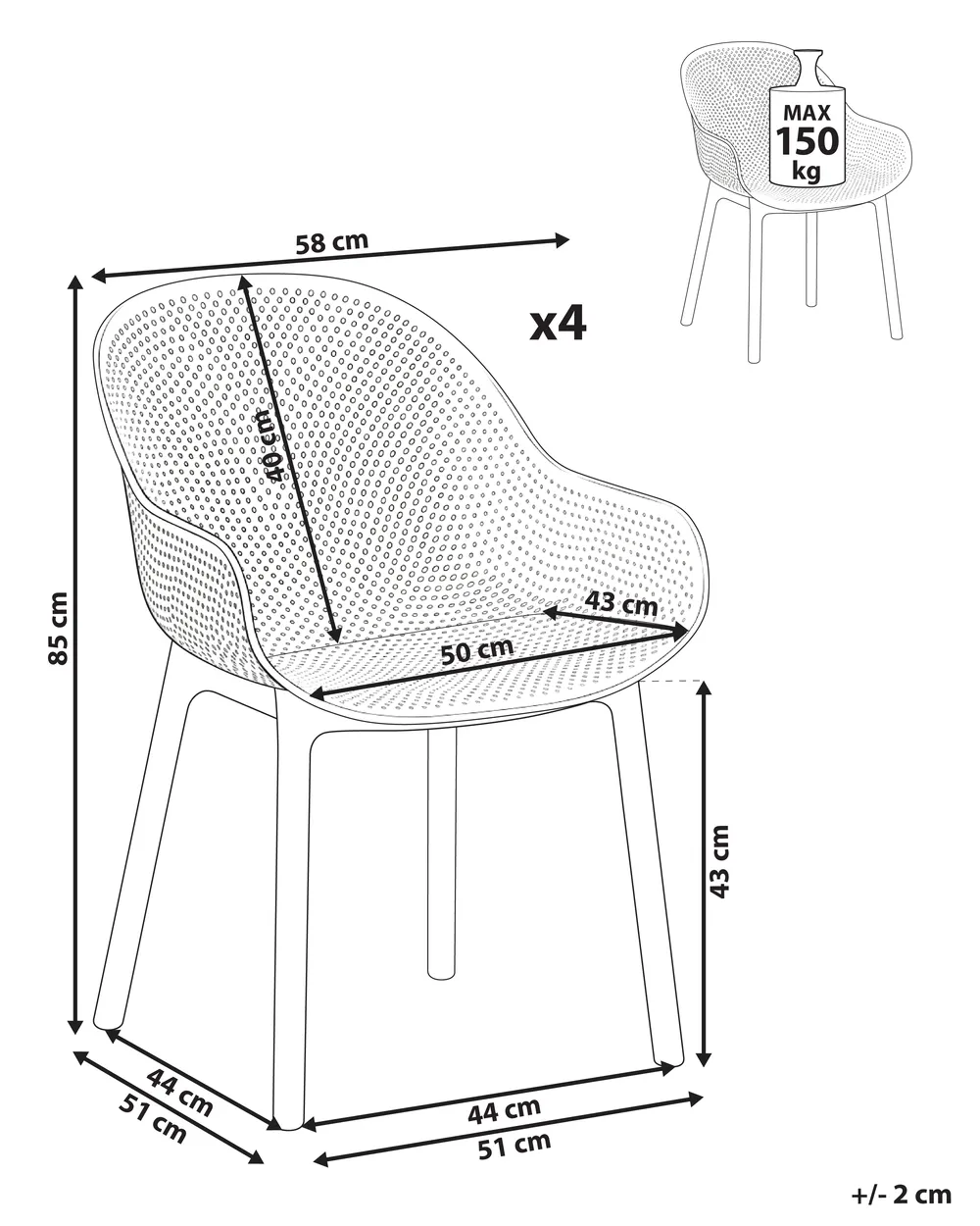 Set of 4 Garden Chairs TIGGIANO Coral_1035189