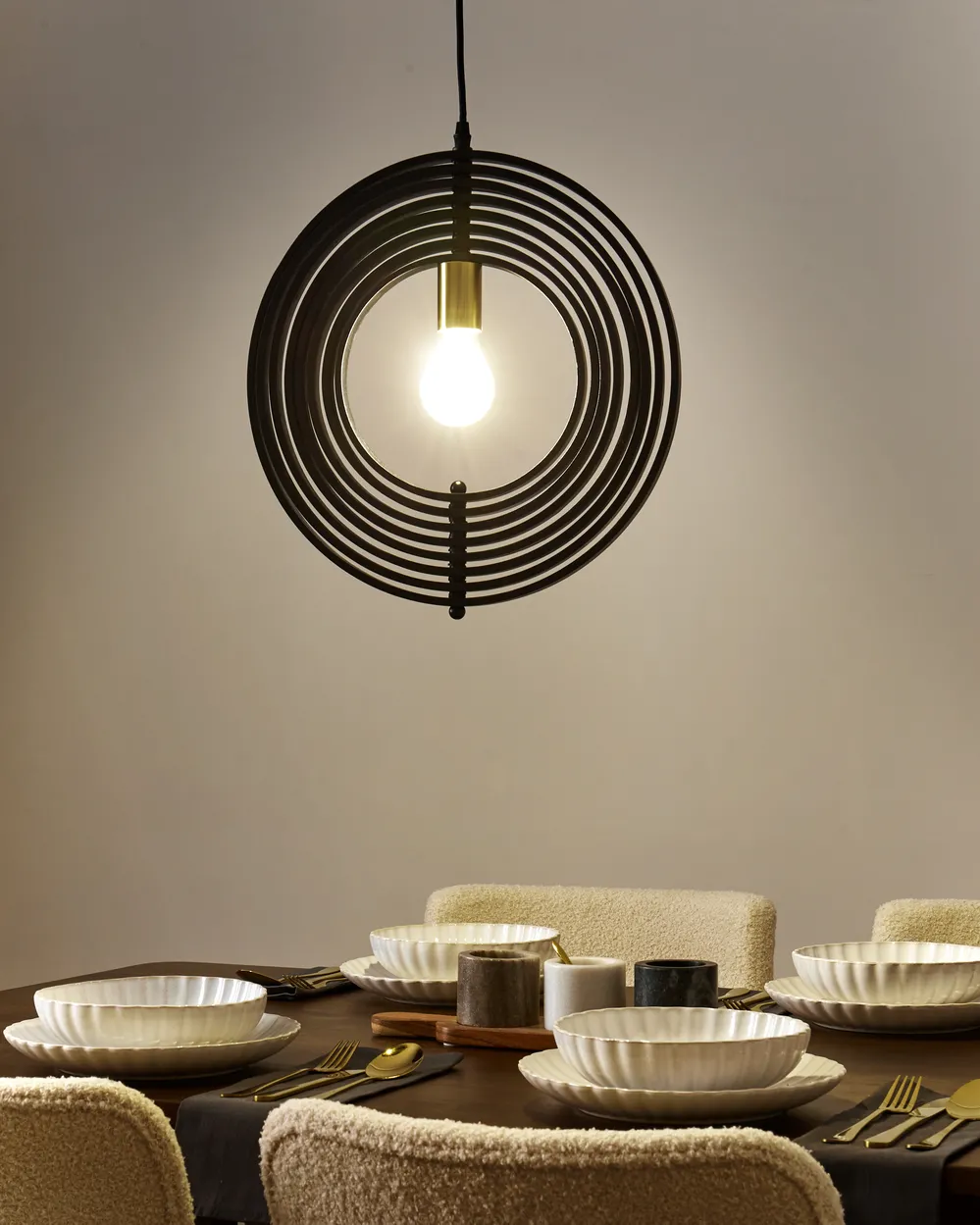 Pendant Lamp MURRELL Poplar Wood Black_967895
