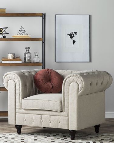 Fabric Armchair Beige CHESTERFIELD Big