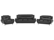 Set da salotto 6 posti LEIRA Pelle sintetica Nero_1058570