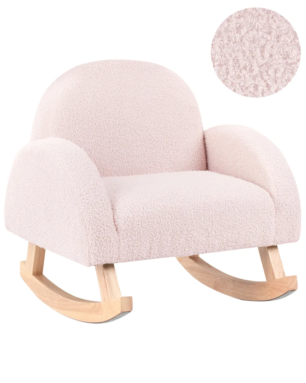 Kids Rocking Chair HUG Boucle Pastel Pink | Beliani.co.uk