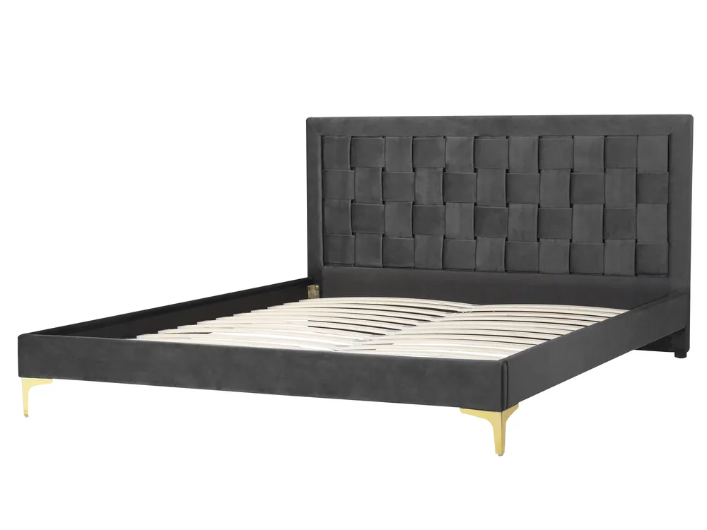 Bed Velvet LIMOUX 160 x 200 cm (EU King Size) Black_867222