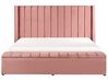 Łóżko welurowe z ławką 180 x 200 cm różowe NOYERS_783360