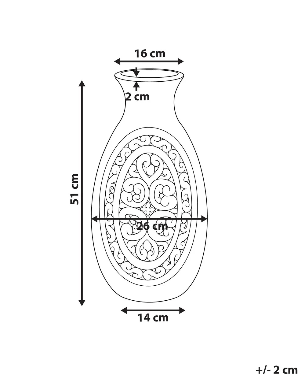 Wazon dekoracyjny MEGARA 51 cm Ceramika Szary_791744