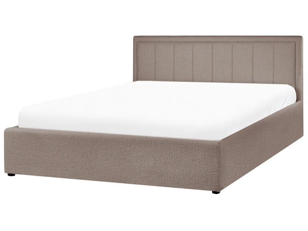 Letto contenitore MONTLAUR Bouclé Tortora 160 x 200 cm_958601
