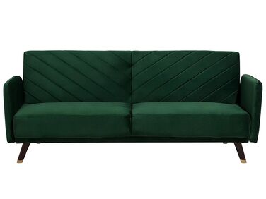Sofá-cama de 3 lugares em veludo  verde SENJA