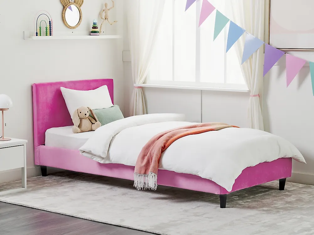 Bed Frame Cover Velvet FITOU 90 x 200 cm Fuchsia Pink_1187699