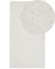 Dywan ERZIN Złamana biel 80 x 150 cm Wełna_736133
