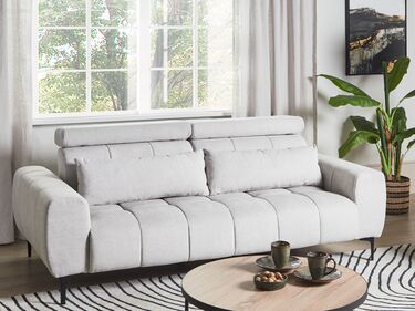 3 Seater Fabric Sofa Grey VEGAMO